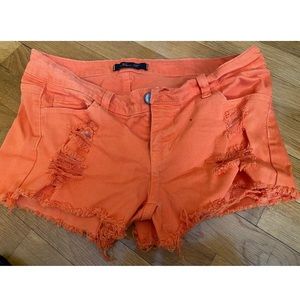Denim orange short shorts by Kilque B size m